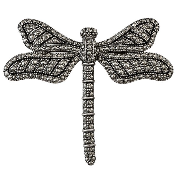 Luminous Vintage Dragonfly Brooch Pin Silver Tone
