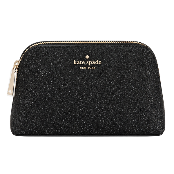 Kate Spade Shimmy Glitter Fabric Small Cosmetic Bag Black