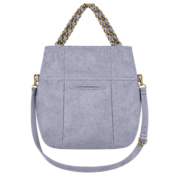 B. Makowsky Leather Crossbody Fold Over Shoulder Bag purse Blue-Grey