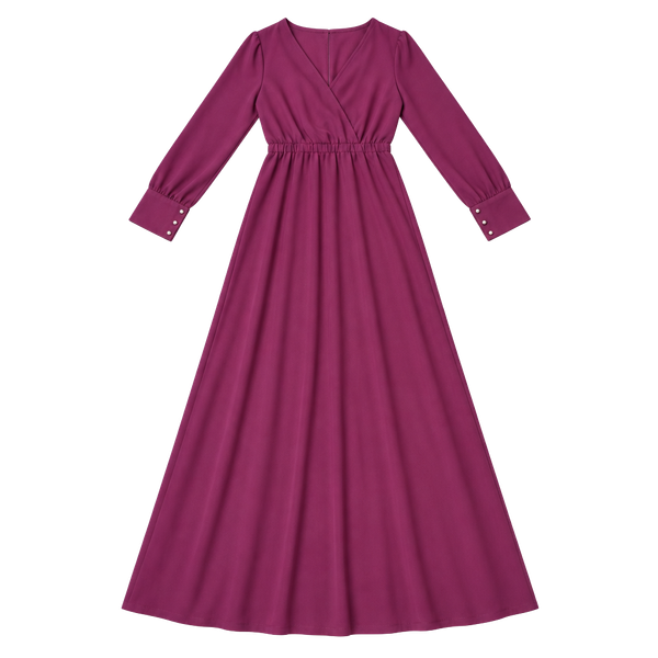 Bohme Veronica Long Sleeve Wrap Maxi Dress Burgundy Sheer Chiffon Belted Vneck S