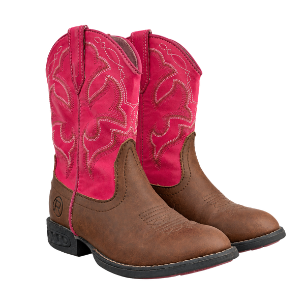 Roper Western Boots Little Girls Size 11 Light-Up Tan Pink