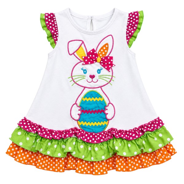 Rare Editions Easter Bunny Tunic Dress Size 2T Polka Dot Applique