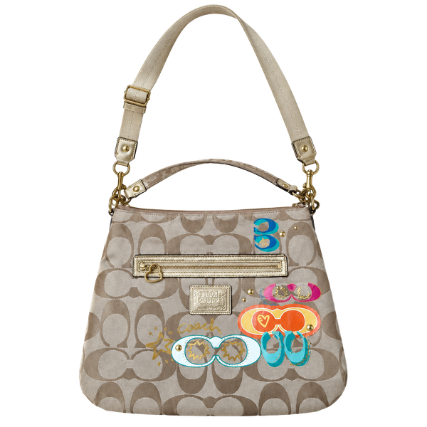 VTG Y2K Coach Poppy Bag Signature Canvas Multicolor Graphic Accents Hobo