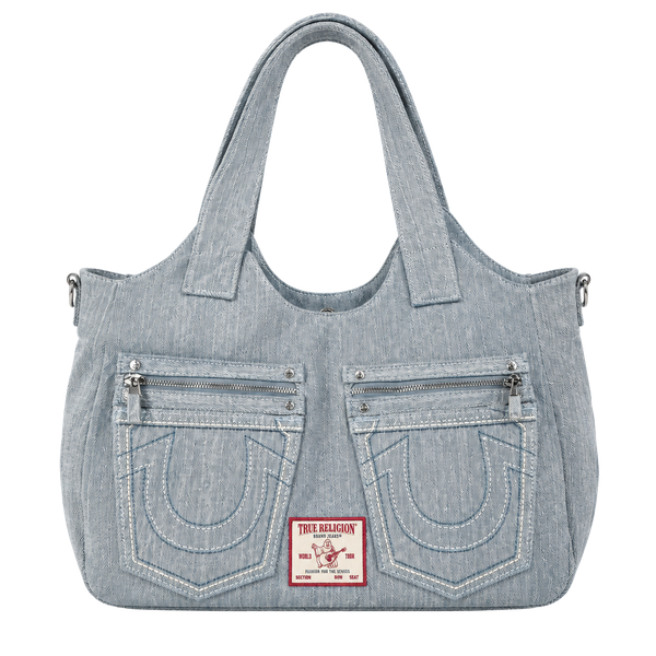 True Religion Women's Horseshoe Stitch Denim Satchel Handbag