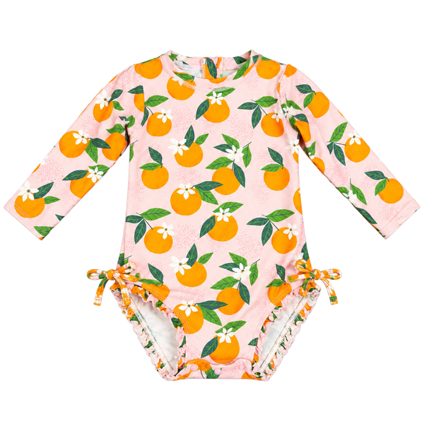 RuffleButts Orange You The Sweetest Long Sleeve Rash Guard 18-24m