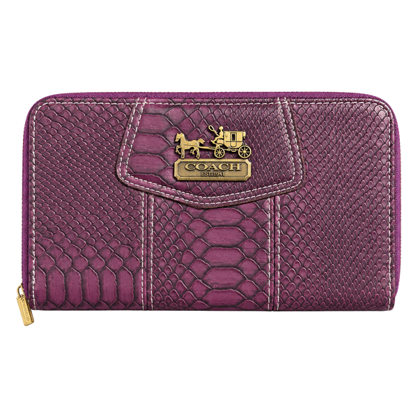 Coach Purple Snake Print Zip Around Wallet