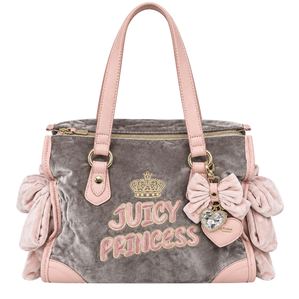 Juicy Couture Princess Velour Tote Handbag Brown Pink