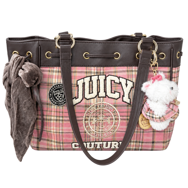 Juicy Couture Pink Plaid Tote Bag With Charm