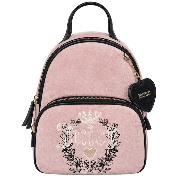 Juicy Couture Heritage Embroidered Velour Small Pink Backpack
