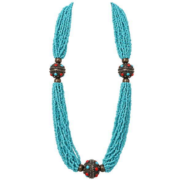 Tribal Multi-Strand Seed Bead Necklace 