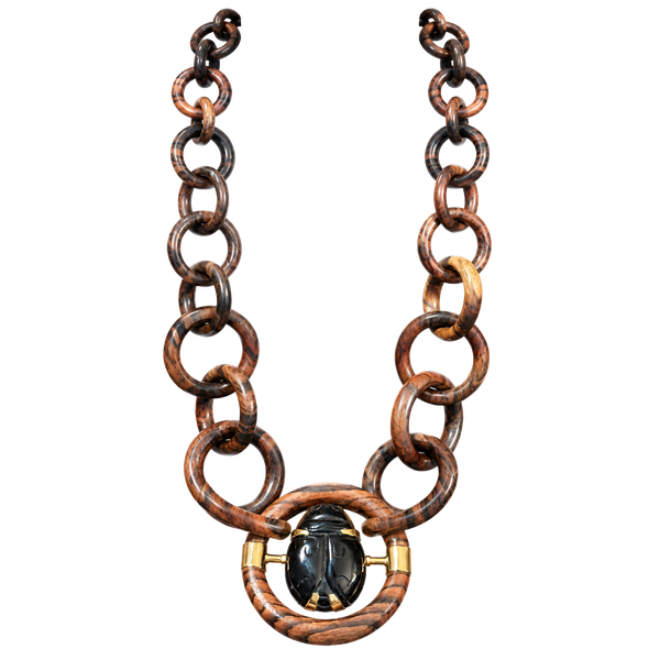  Vintage Multi Hoop  Scarab Pendant Necklace