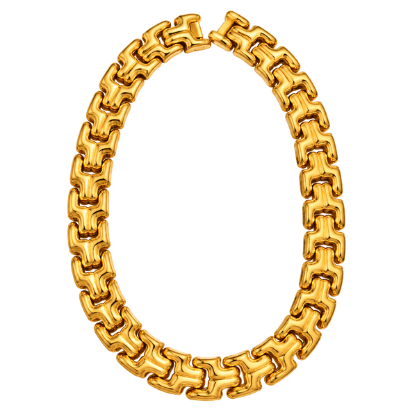Vintage Gold Tone Chunky Link Statement Necklace