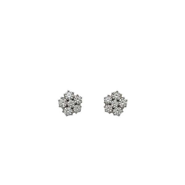 Accessories By Next Silver Tone Crystal Flower Cluster Stud Earrings