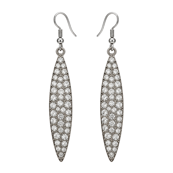 INC International Concepts Pave Rhinestone Drop Earrings Silver Tone