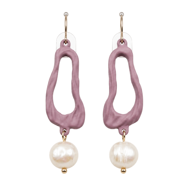 Ti Duo Pink Open Circle Freshwater Pearl Dangle Earrings