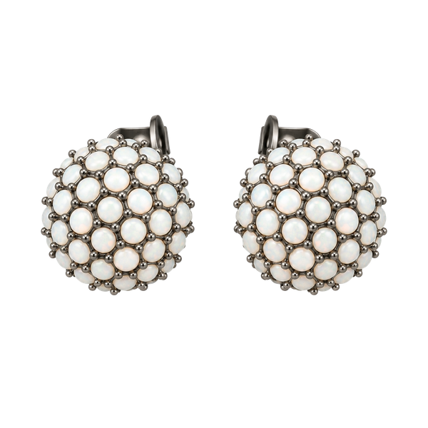 Mixit White Opalescent Rhinestone Dome Cluster Clip-On Earrings