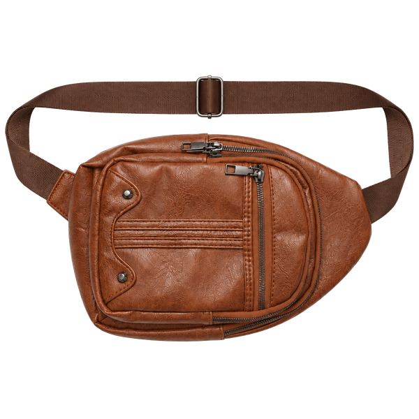 Unbranded Faux Leather Sling Bag Brown Crossbody Chest Backpack