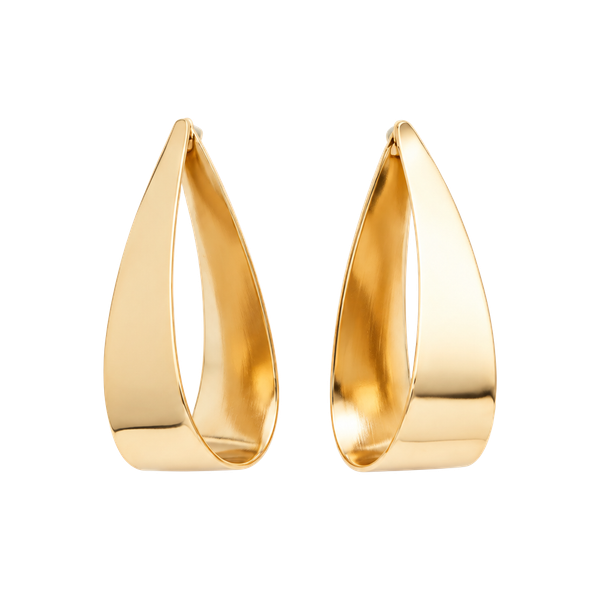 Gold Teardrop Open Hoop Earrings