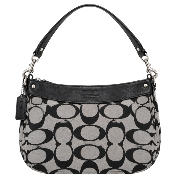 Coach Zoe Medium Hobo Bag Signature Jacquard Black Leather 12657