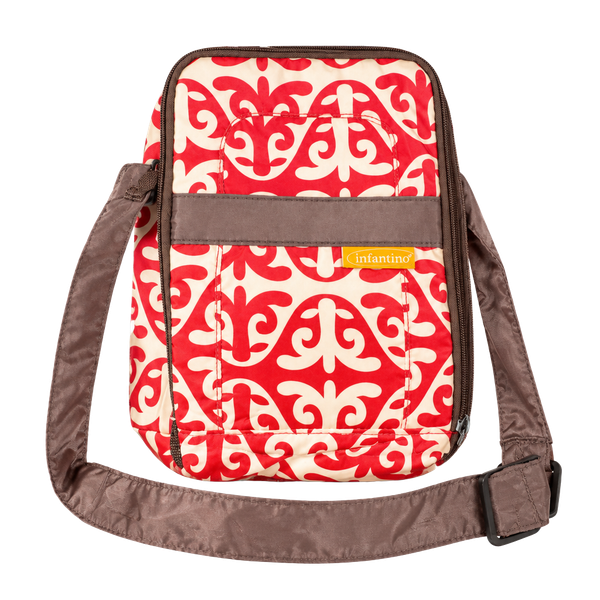 Infantino Stay Cool Cooler Bag Red Cream Printed Crossbody Diaper Bag
