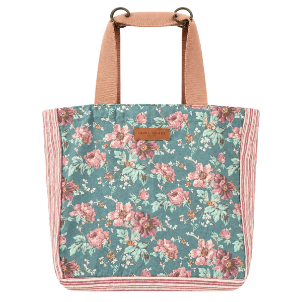 Laura Ashley Floral Canvas Tote Bag Pink Blue Reusable Cottage