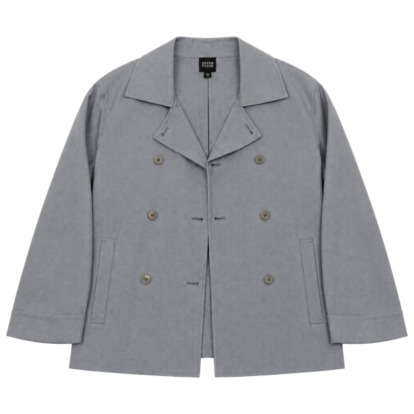 Eileen Fisher Trench Jacket Size M Light Blue Double Breasted