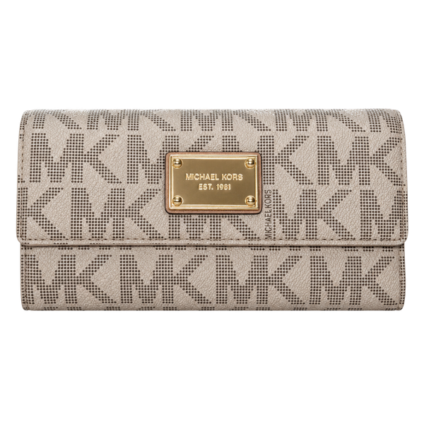 MICHAEL Michael Kors Monogrammed Vanilla Long Wallet w! checkbook insert