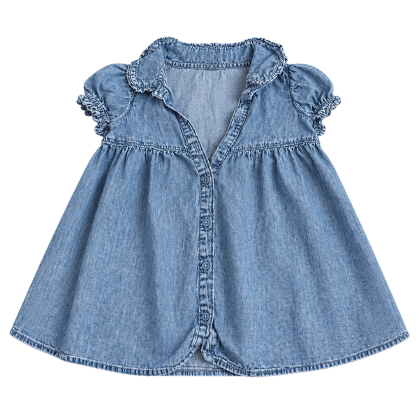Okie Dokie Toddler Denim Dress Size 2T Blue Button-Up Ruffle