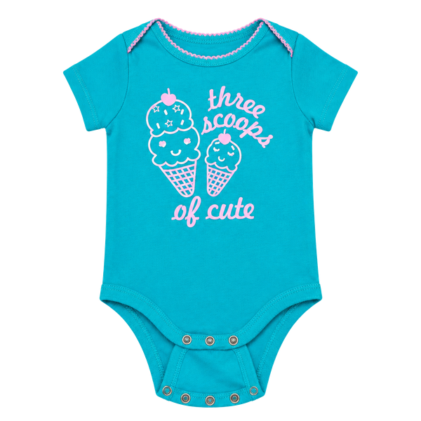 Member's Mark Baby Favorite Bodysuit Size 6/9m Turquoise Ice Cream Graphic