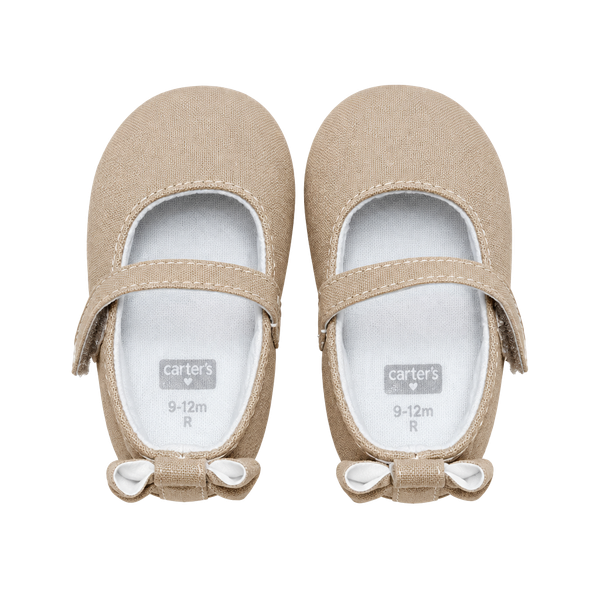 Carter's Mary Jane Shoes Size 0-3m Tan Bow Pre-Walker