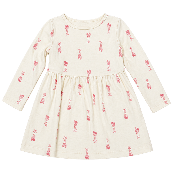 Carter's Ballet Slipper Print Long-Sleeve Dress Size 24M Ivory