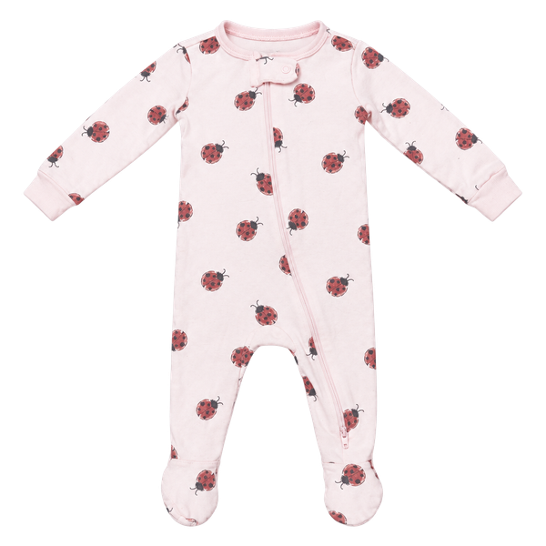 Member's Mark Organic Cotton Sleep & Play Size 6M Pink Ladybug Footed