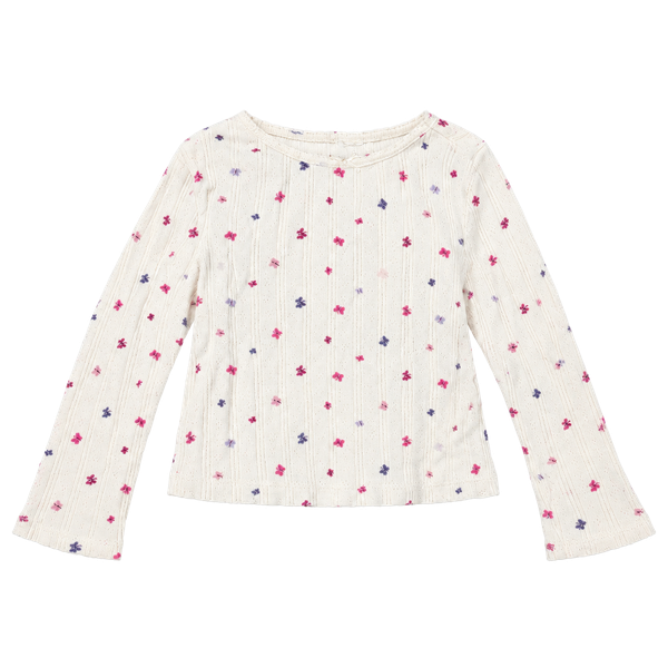 Gap Kids Long Sleeve Pointelle Shirt White Floral