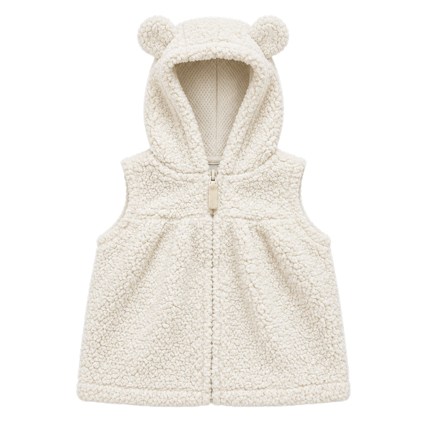 Carter's Sherpa Hooded Vest Size 6m Cream Fleece Bear Ears