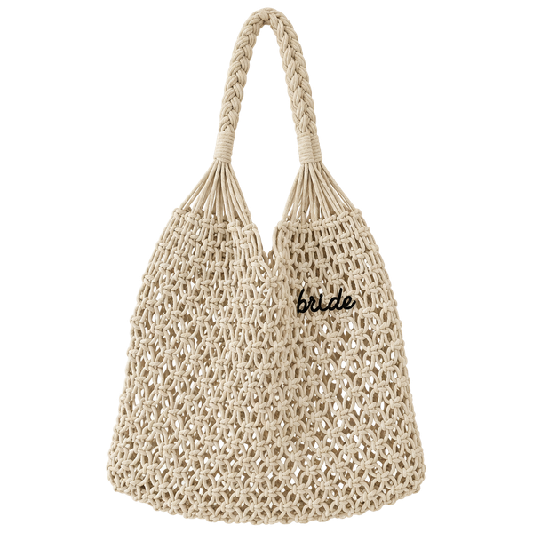 Unbranded Bride Macrame Beach Tote Bag Beige Woven Cotton Crochet