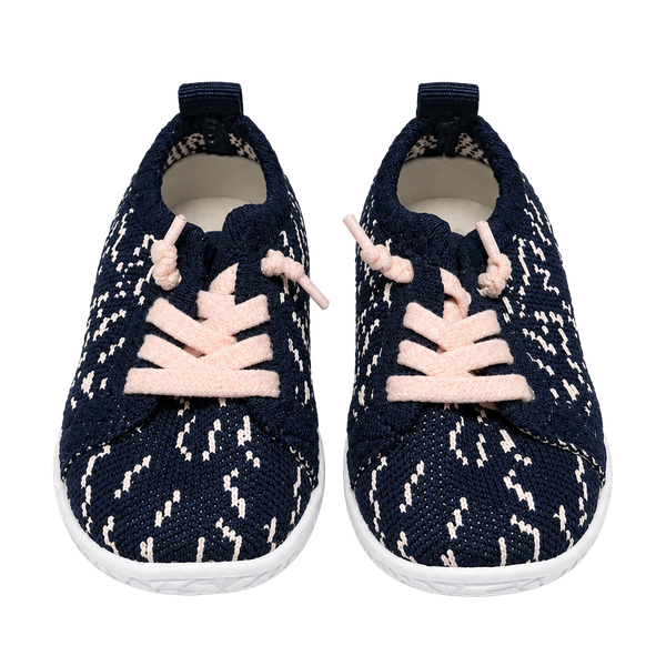 Baby Casual Sneakers Navy Blue Pink Knit Soft Sole