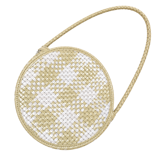 Bembien Audrey Sage Check Woven Leather Round Shoulder Bag