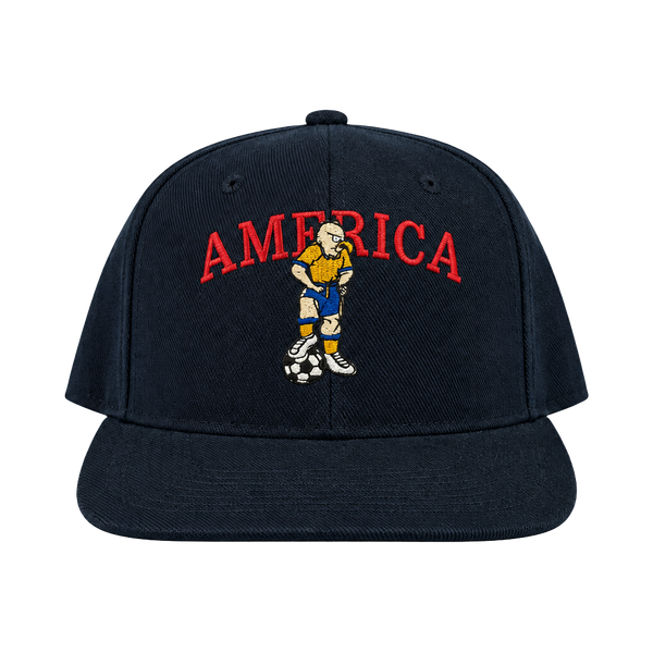 Vintage Club America Soccer Mascot Embroidered Snapback Hat Navy Blue
