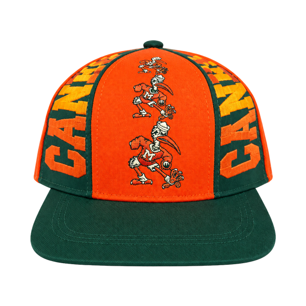 US College Miami Hurricanes Snapback Hat Vintage Orange Green