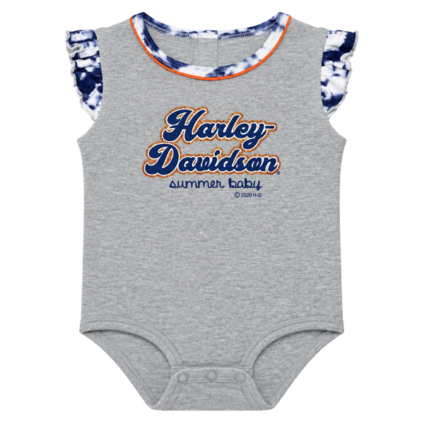 Harley-Davidson Summer Baby Romper Size 24M Gray Tie-Dye