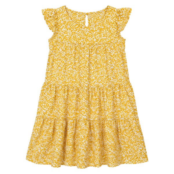 J. Crew Tiered Dress Size 0 Yellow Floral Sleeveless Flutter