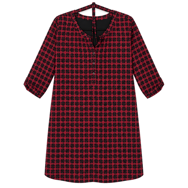41 Hawthorn Dress Size XL Red Black Geometric Print Button Down Midi