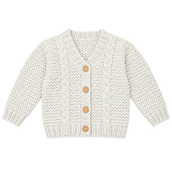 Huggalugs Cardigan Sweater Size 12-18m Natural Garter Stitch Knit