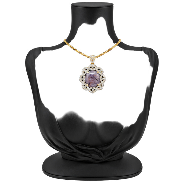 Natural Ruby And White Sapphire Pendant W/ Yellow Gold Overlay