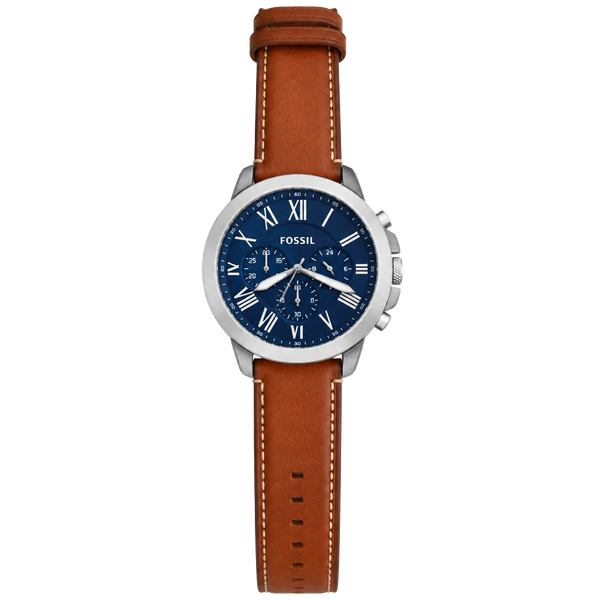 Fossil Grant Chronograph Watch FS5151 Blue Dial Brown Leather