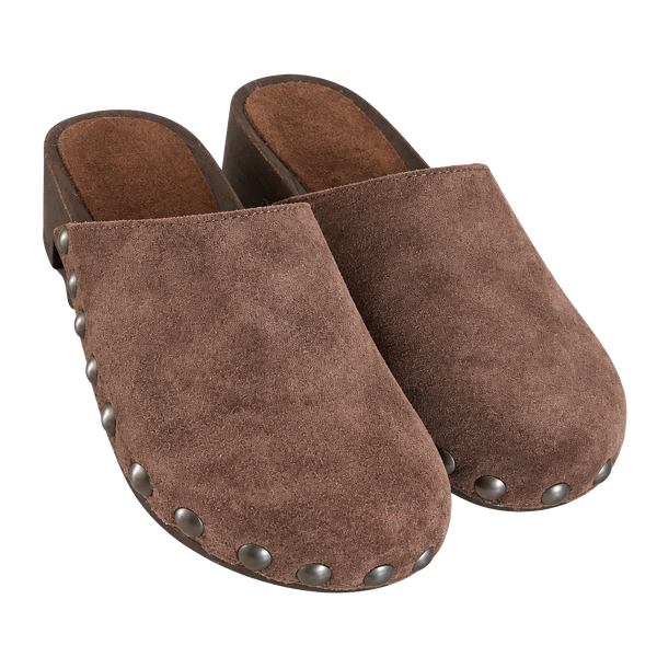 Dolce Vita Alanis Studded Suede Clogs Size 37 Brown Platform Mules
