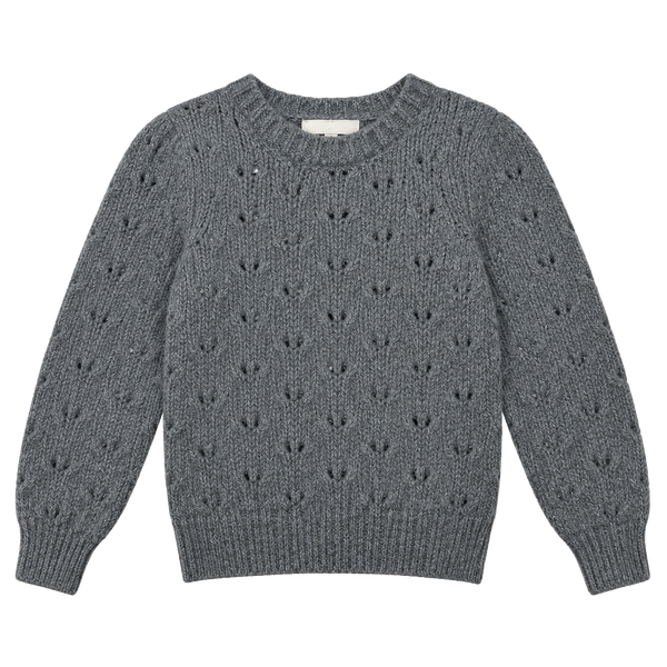 Rylee + Cru Balloon Sweater 12-18M Dusty Blue Pointelle Knit NWT 