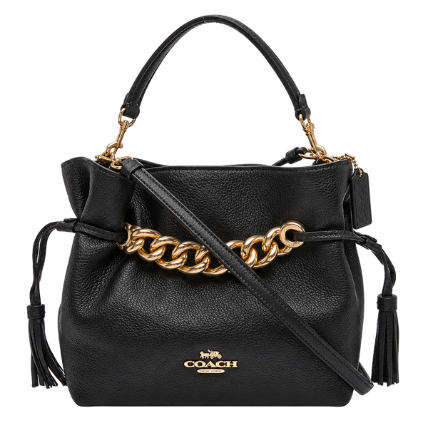 Coach Andy Crossbody Black Pebble Leather Bag with Chain
