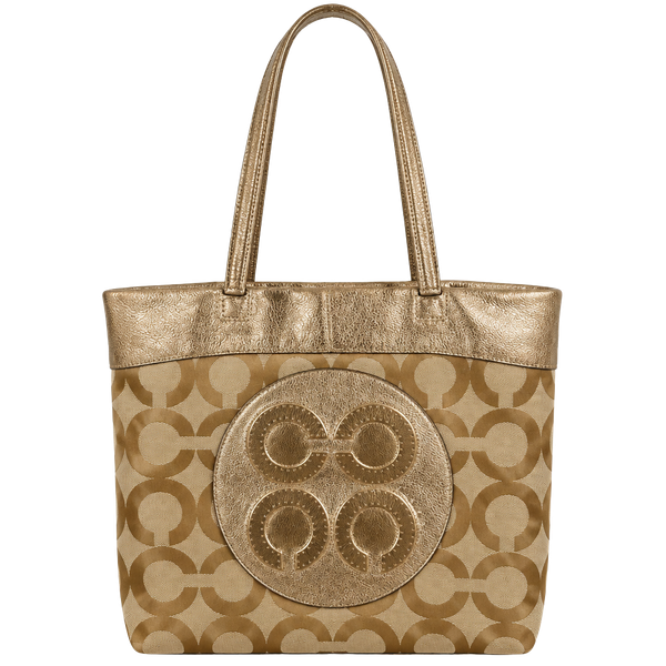 Coach Tote Bag Large Brown And Gold Bold Monogram Canvas Lavender Lining Vtg