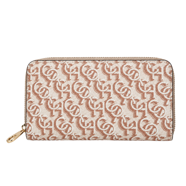 Coach Monogram Print Long Zip Around Wallet Chalk